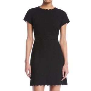 Club Monaco Black Scalloped Mini Dress